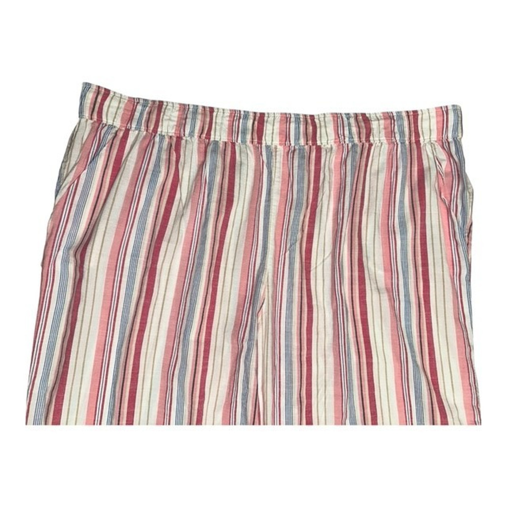 Croft & Barrow Crop Pants Plus 3X Pink Striped Wide Leg Straight Mid-Rise Pocket - Picture 5 of 6